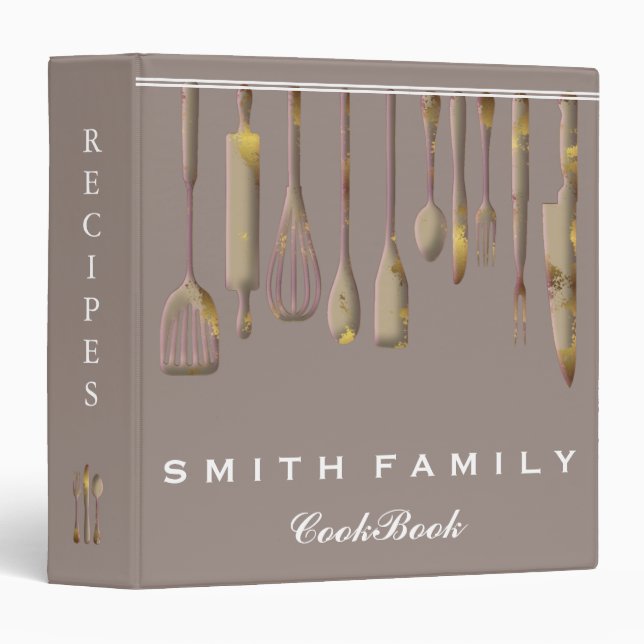 Personalized Family Recipe Cookbook 3 Ring Binder (Front/Spine)
