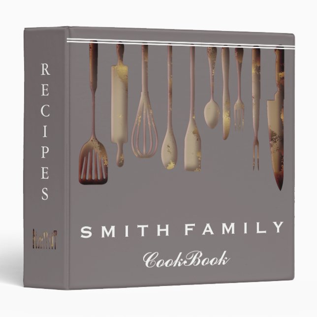 Personalized Family Recipe Cookbook 3 Ring Binder (Front/Spine)