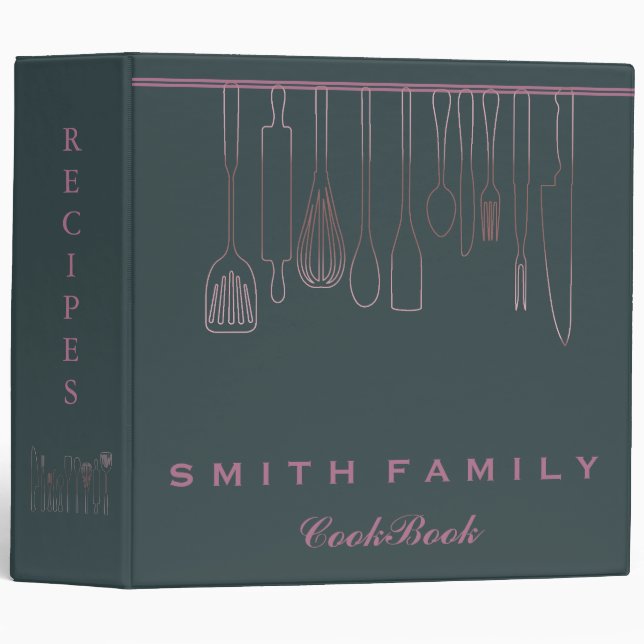 Personalized Family Recipe Cookbook 3 Ring Binder (Front/Spine)