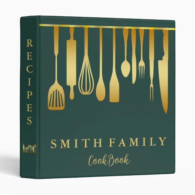 Personalized Family Recipe Cookbook 3 Ring Binder (Front/Spine)
