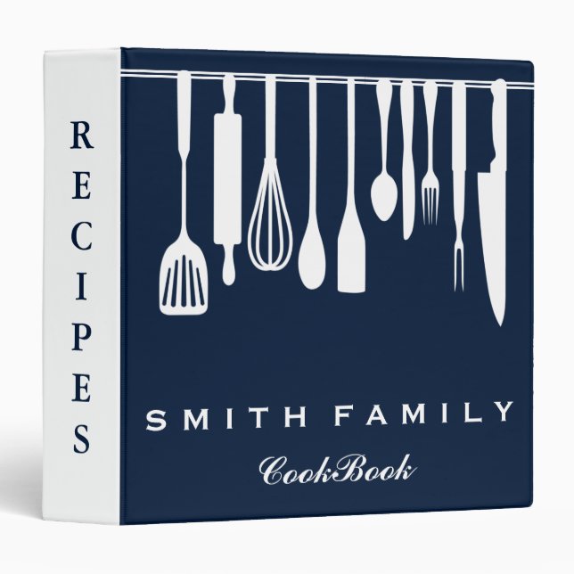 Personalized Family Recipe Cookbook 3 Ring Binder (Front/Spine)