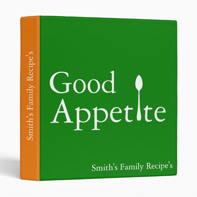 Personalized Family Recipe Cookbook 3 Ring Binder (Front/Spine)