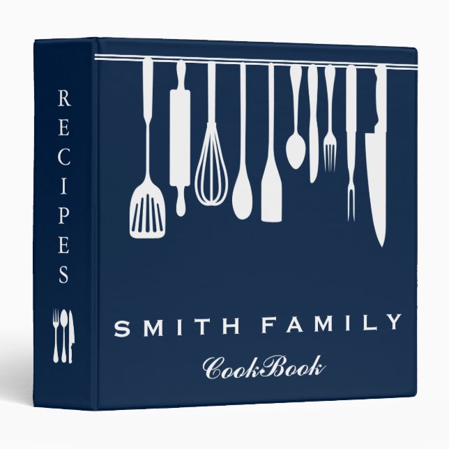 Personalized Family Recipe Cookbook 3 Ring Binder (Front/Spine)
