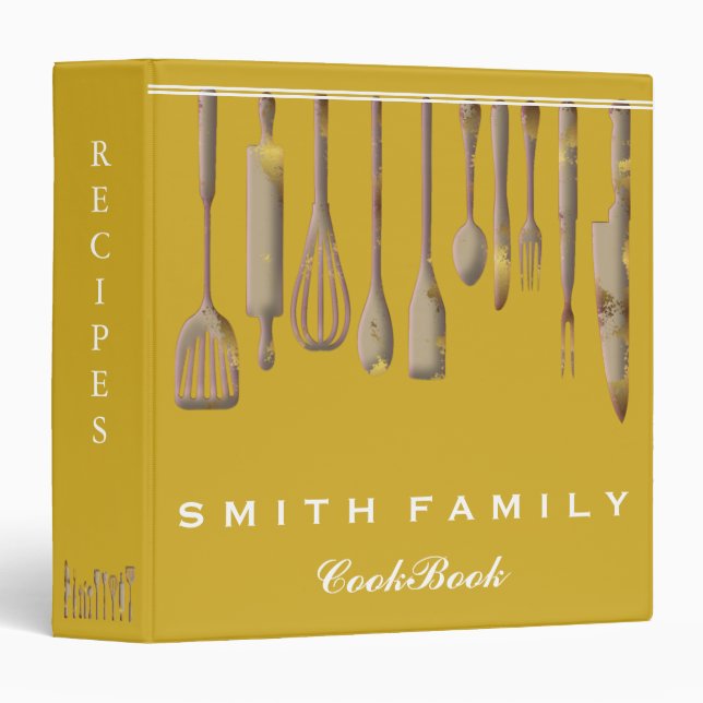 Personalized Family Recipe Cookbook 3 Ring Binder (Front/Spine)
