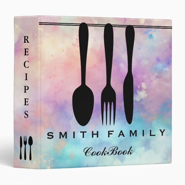 Personalized Family Recipe Cookbook 3 Ring Binder (Front/Spine)