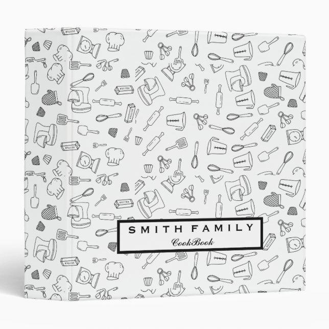 Personalized Family Recipe Cookbook 3 Ring Binder (Front/Spine)