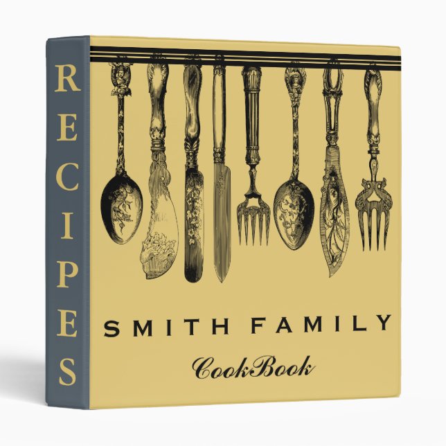 Personalized Family Recipe Cookbook 3 Ring Binder (Front/Spine)