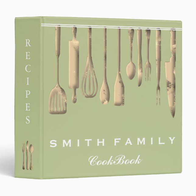 Personalized Family Recipe Cookbook 3 Ring Binder (Front/Spine)