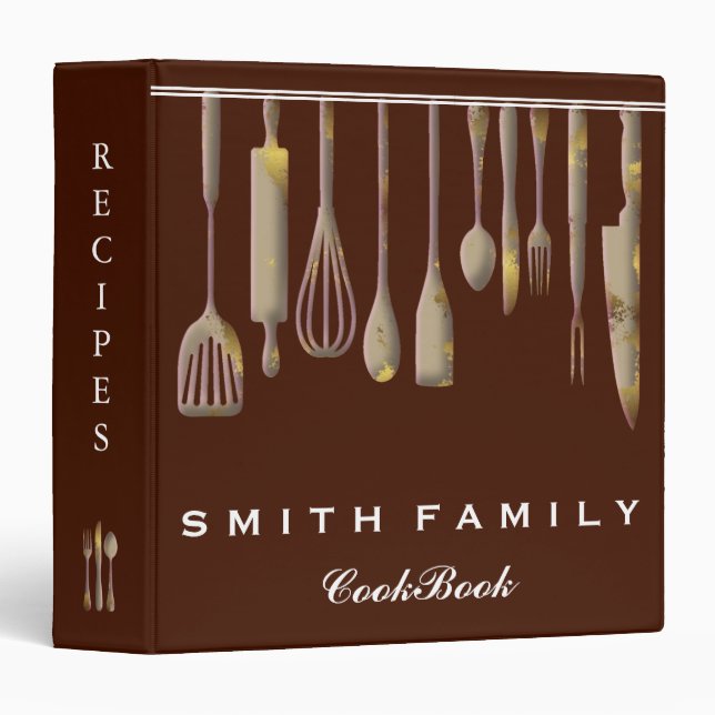 Personalized Family Recipe Cookbook 3 Ring Binder (Front/Spine)