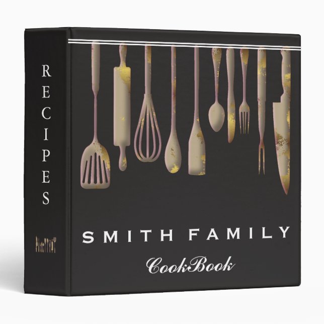 Personalized Family Recipe Cookbook 3 Ring Binder (Front/Spine)