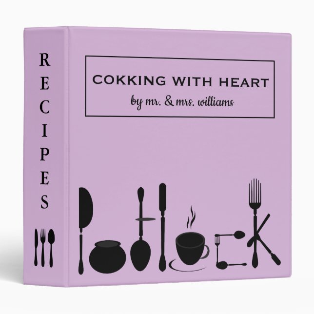 Personalized Family Recipe Cookbook 3 Ring Binder (Front/Spine)