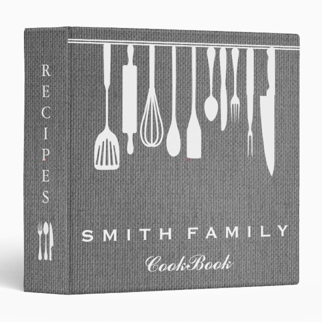 Personalized Family Recipe Cookbook Burlap Binder (Front/Spine)