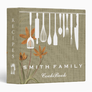 Personalized Family Recipe Cookbook Burlap Binder