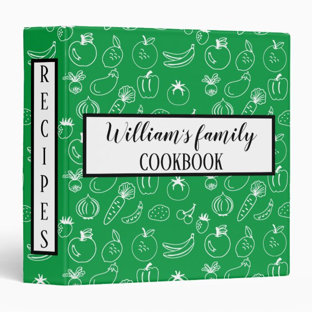Personalized Family Recipe Cookbook Custom Binder (Front/Spine)