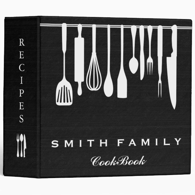 Personalized Family Recipe Cookbook Wood Binder (Front/Spine)