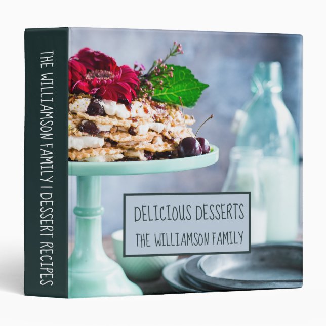 Personalized Family Recipe Dessert Cookbook Binder (Front/Spine)