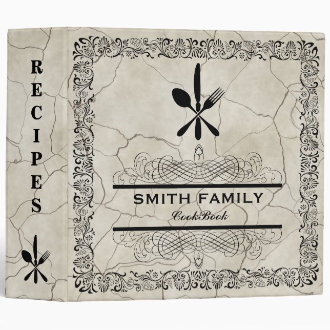 Personalized Family Recipe Retro Cookbook Binder (Front/Spine)