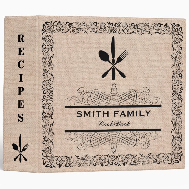 Personalized Family Recipe Retro Cookbook Binder (Front/Spine)