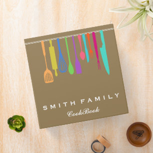 Personalized Family Recipe Utensils Cookbook Binder