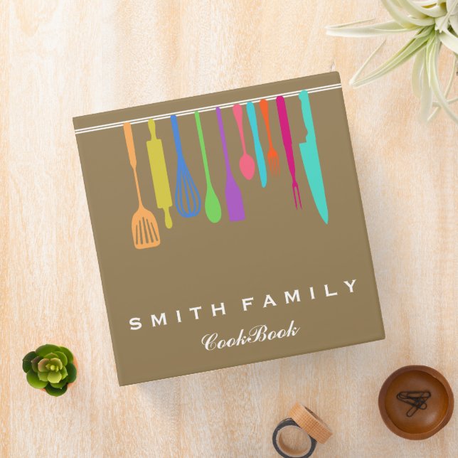 Personalized Family Recipe Utensils Cookbook Binder (In Situ)