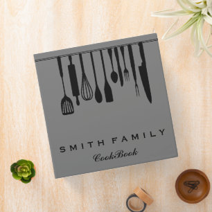 Personalized Family Recipe Utensils Cookbook Binder