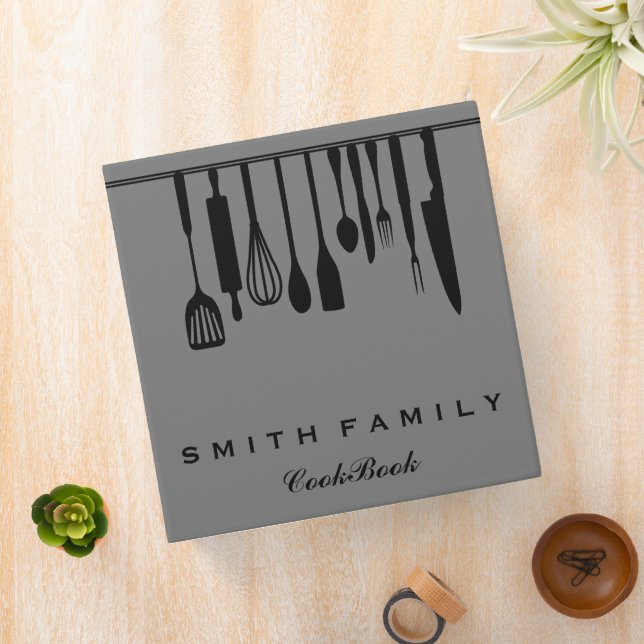 Personalized Family Recipe Utensils Cookbook Binder (In Situ)