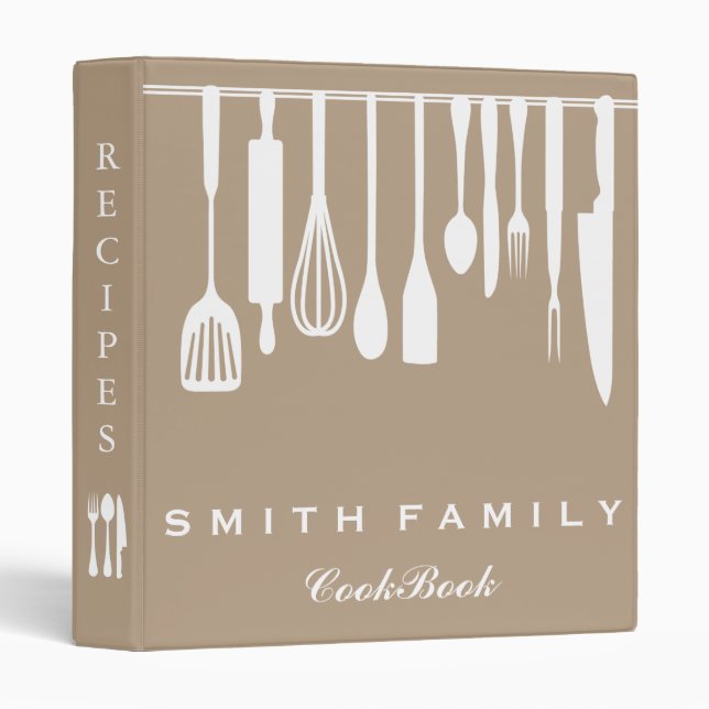 Personalized Family Recipe Utensils Cookbook Binder (Front/Spine)