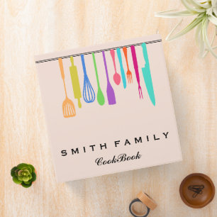 Personalized Family Recipe Utensils Cookbook Binder