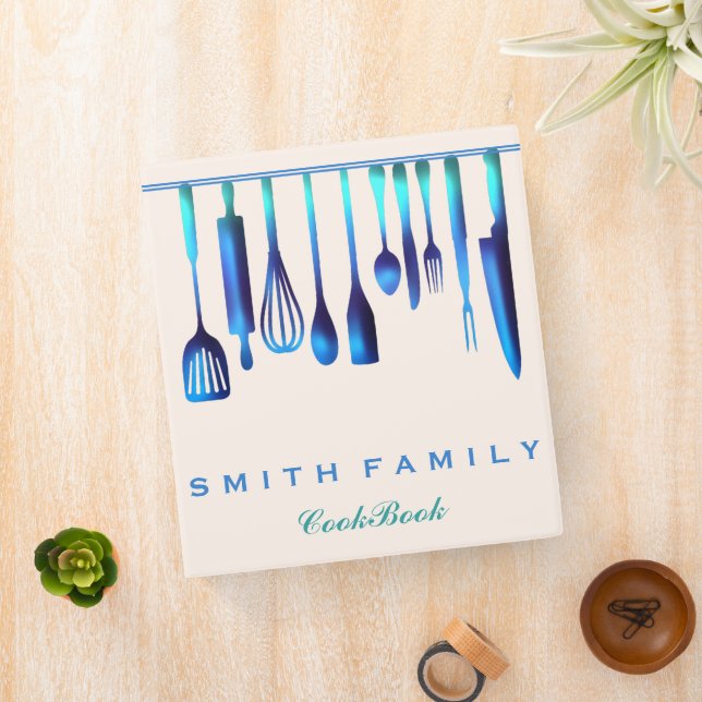 Personalized Family Recipe Utensils Cookbook Binder (In Situ)