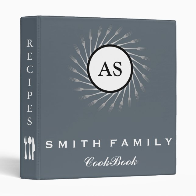 Personalized Family Recipe Utensils Cookbook Binder (Front/Spine)