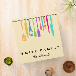 Personalized Family Recipe Utensils Cookbook Binder