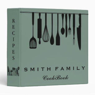 Personalized Family Recipe Utensils Cookbook Binder