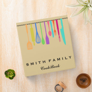 Personalized Family Recipe Utensils Cookbook Binder