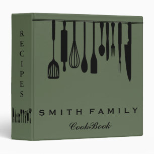 Personalized Family Recipe Utensils Cookbook Binder