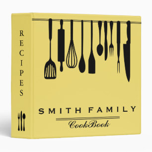 Personalized Family Recipe Utensils Cookbook Binder