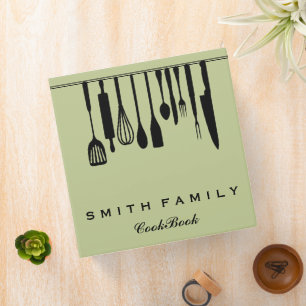 Personalized Family Recipe Utensils Cookbook Binder