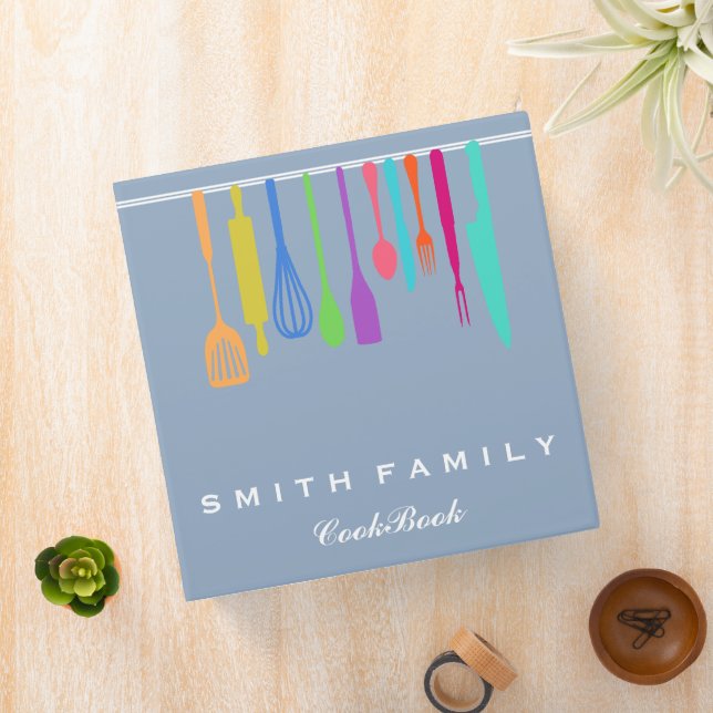 Personalized Family Recipe Utensils Cookbook Binder (In Situ)