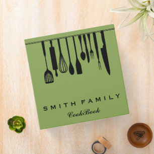 Personalized Family Recipe Utensils Cookbook Binder