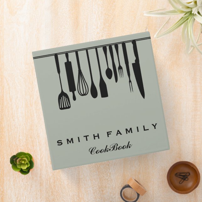 Personalized Family Recipe Utensils Cookbook Binder (In Situ)