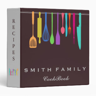 Personalized Family Recipe Utensils Cookbook Binder