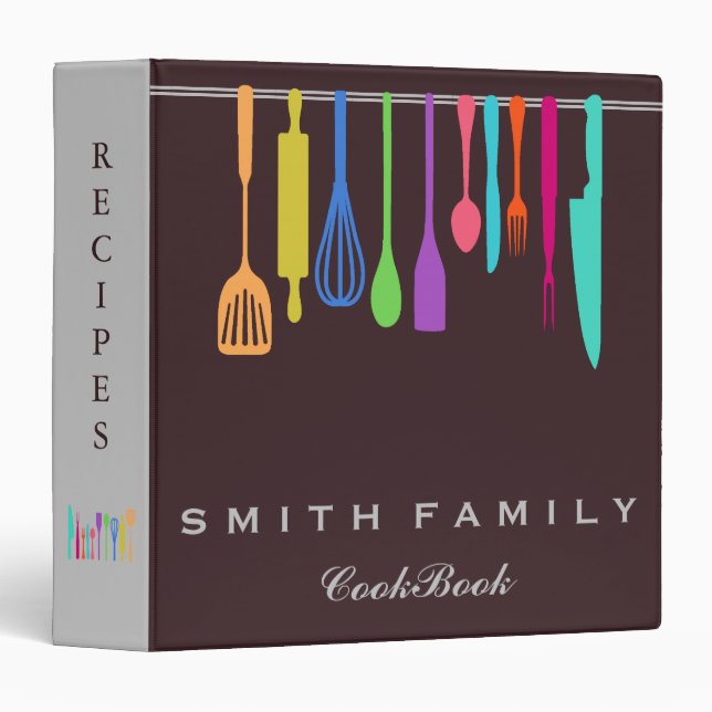 Personalized Family Recipe Utensils Cookbook Binder (Front/Spine)