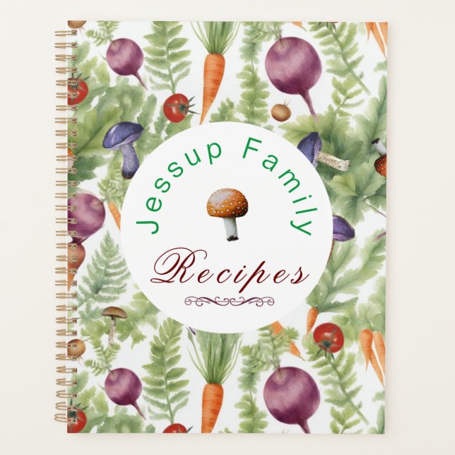 Personalized Family Recipes Binder, Recipe Book Planner (Front)