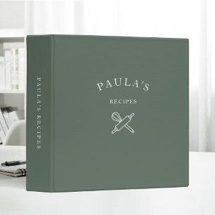 Personalized Family Recipes Minimalist Green Binder
