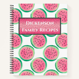 Personalized Family Recipes with Watermelons Notebook