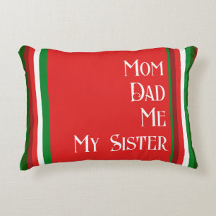 Personalized Family Red, Green, White Christmas Accent Pillow