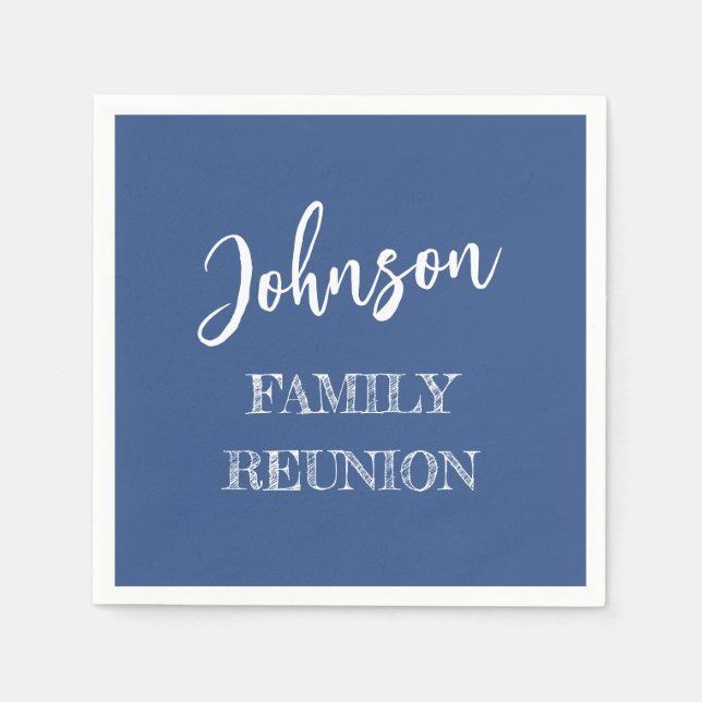 Personalized Family Reunion Blue Paper Napkin (Front)