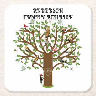 Personalized Family Reunion Collectable Square Paper Coaster