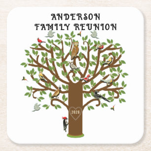 Personalized Family Reunion Collectable Square Paper Coaster