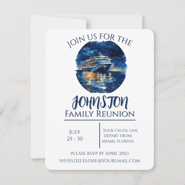 Personalized Family Reunion Cruise Invitation  (Front)