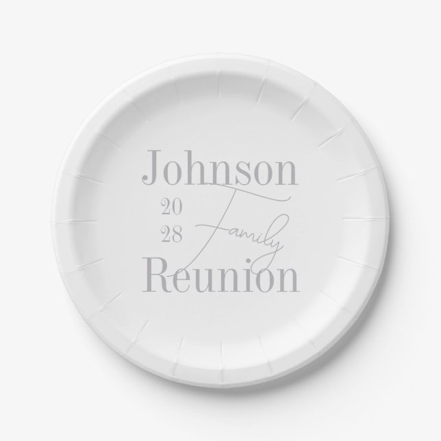 Personalized Family Reunion Modern Party Paper Plate (Front)